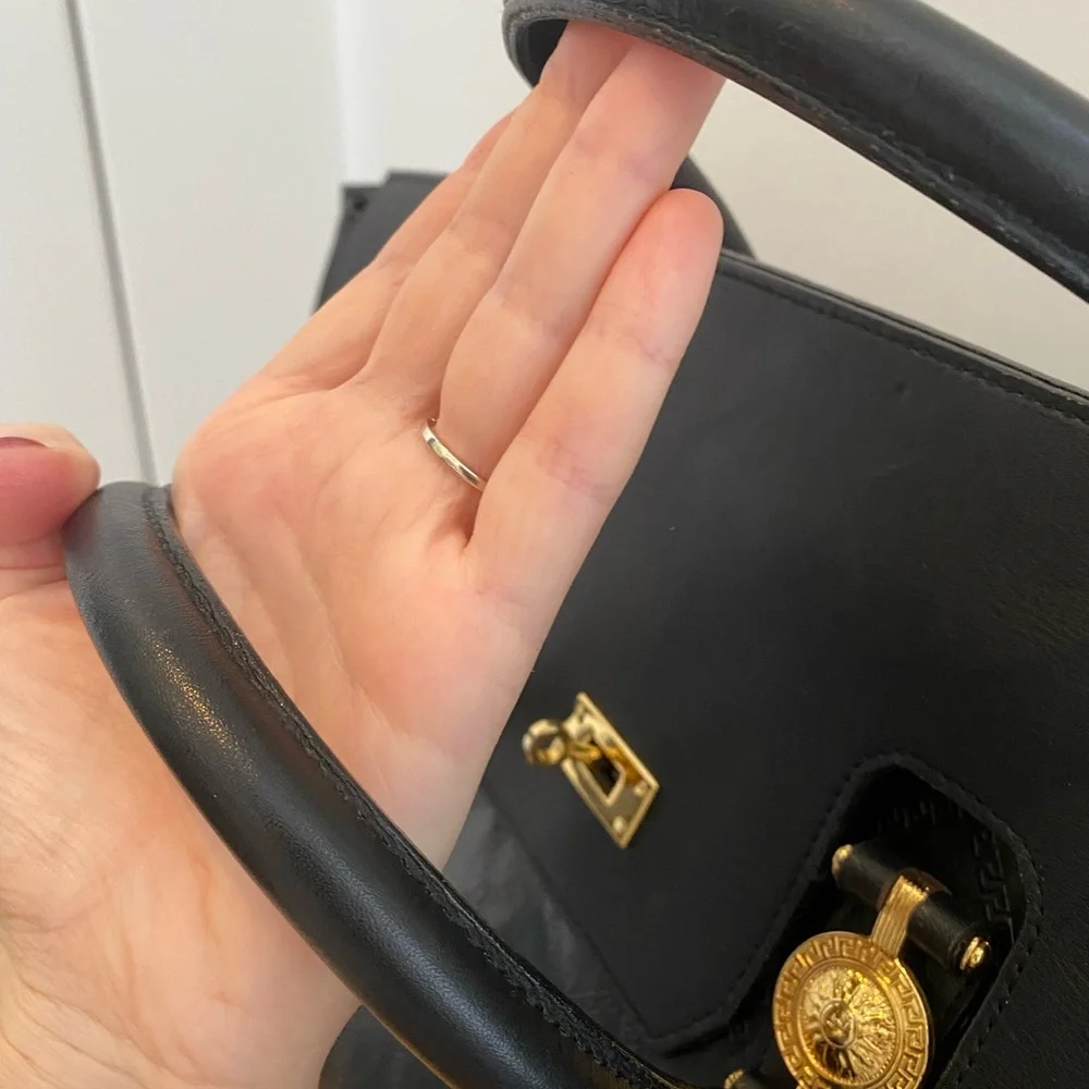 Gianni Versace Medusa quilted black leather Birkin-style Bag Travel Satchel - Picture 4 of 16